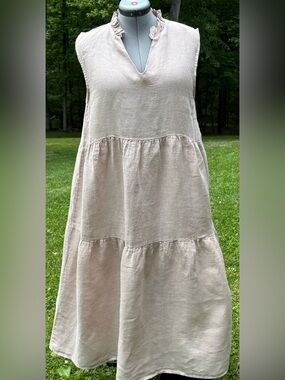 Le Ragazze 100% linen tiered dress XL